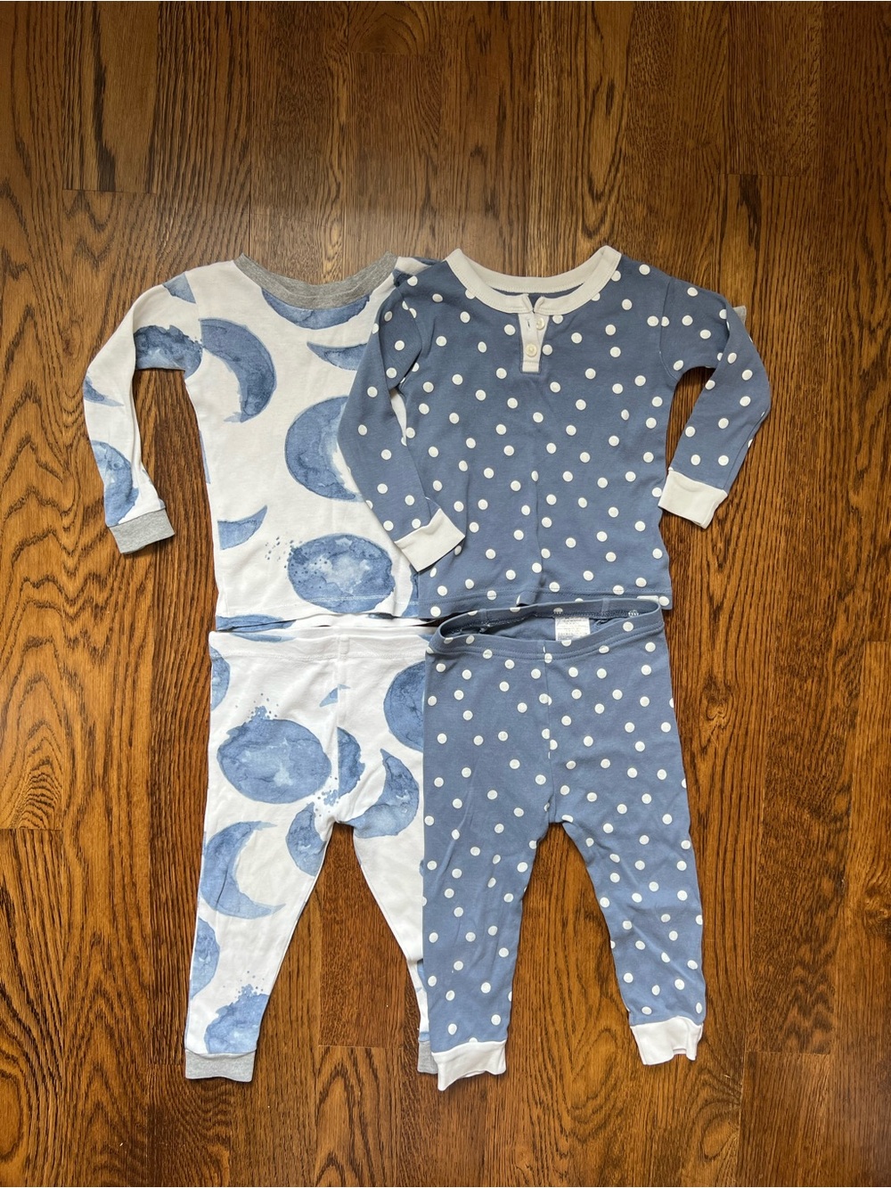 2 Pajama Sets - Burt’s Bees Moon and Baby Gap Polka Dot Henley